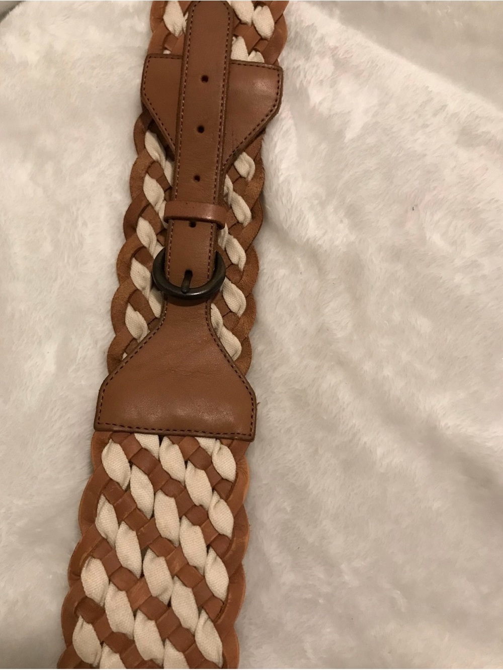 Hollister Brown and Cream Braided Leather Belt